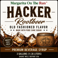 Hacker Rootbeer old fashioned pure cane sugar 3 gallon Bag In Box BIB root beer syrup label for soda fountains restaurants bars and beverage systems